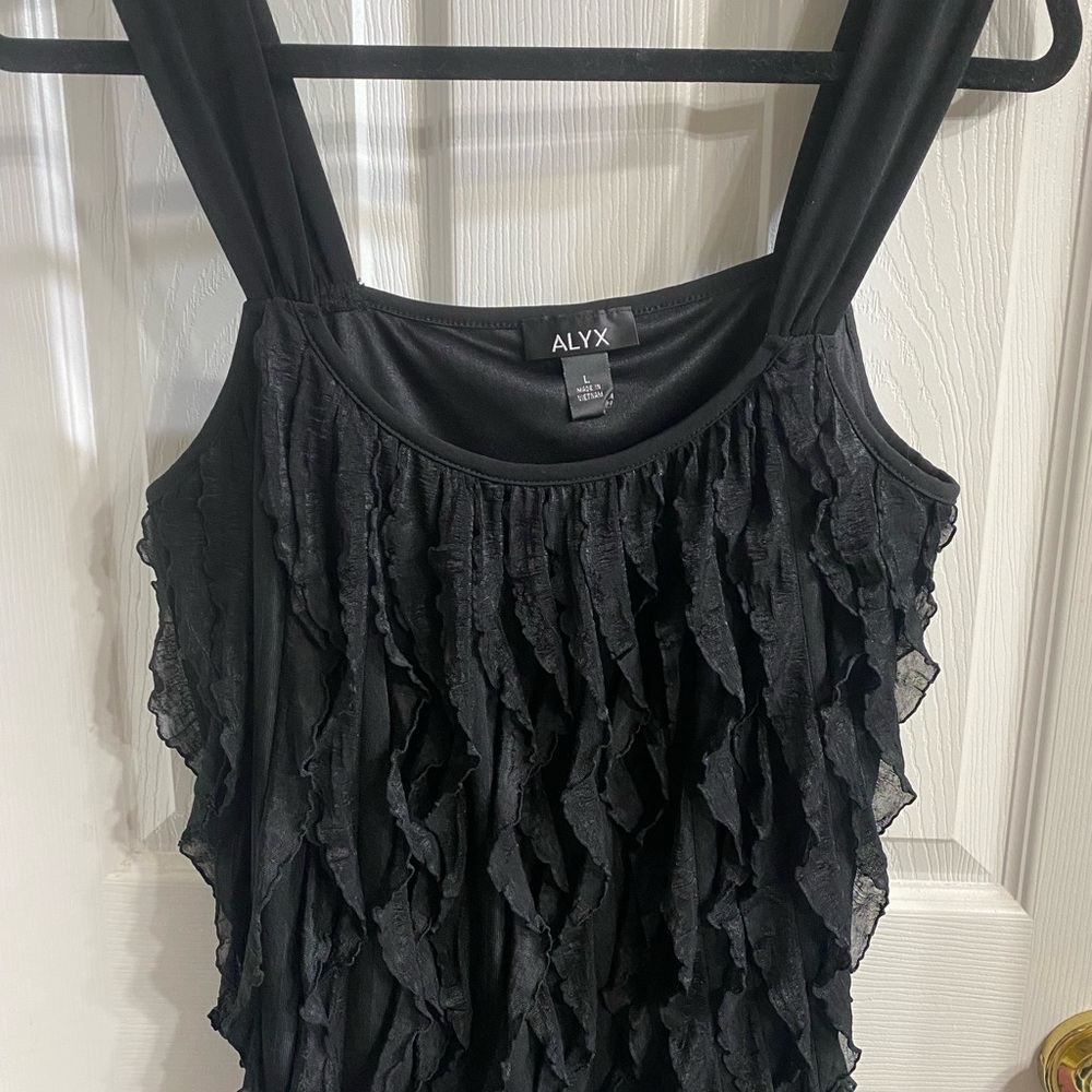 ALYX Black Ruffle-Front Tank Top - Picture 2 of 4